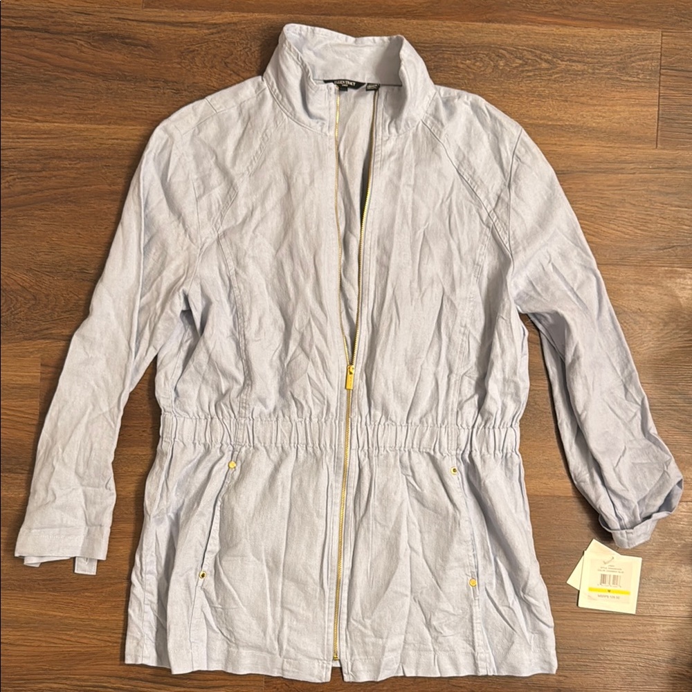 Ellen Tracy Blue Utility Jacket with Zip-Up Design